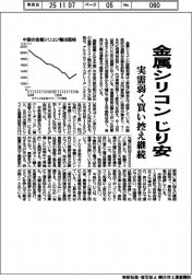 金属シリコン、じり安 実需弱く買い控え継続