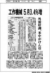 工作機械5月3・4%増 外需好調、米中がけん引