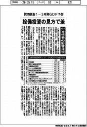 民間調査1-3月期GDP予想 設備投資の見方で差 中東情勢の影響注視