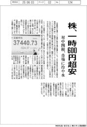 株、一時600円超安 対中関税、市場に冷や水