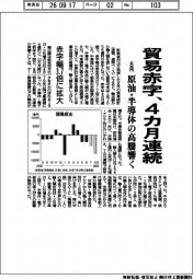 貿易赤字、4カ月連続 8月原油・半導体の高騰響く