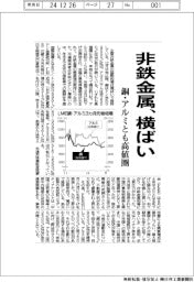 非鉄金属、横ばい 銅・アルミとも高値圏