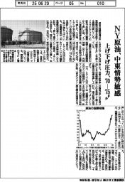 NY原油、中東情勢敏感 上げ下げ圧力70-75ドル