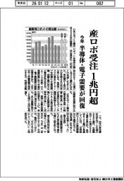 今年の産ロボ受注見通し、1兆円超 半導体・電子機器需要が回復
