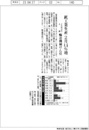 鉱工業生産 2月4・6%増 2カ月ぶり上昇 輸送機械けん引