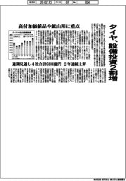 タイヤ4社/設備投資2割増、高付加価値や鉱山用に重点