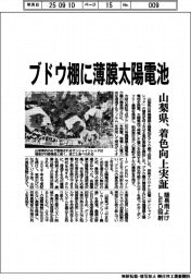 山梨県、ブドウ棚に薄膜太陽電池 着色向上実証、簡易雨よけLED照射