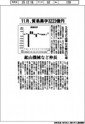 財務省、11月の貿易黒字3223億円 5カ月ぶり回復 対米輸出8・8%増