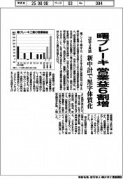 曙ブレーキ、営業益6割増 28年3月期 新中計で黒字体質転換