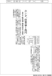 ホンダの通期予想、営業益1兆円 販売増・価格改定で効果