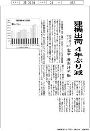 昨年度の建機出荷4年ぶり減 9%マイナス、北米・欧向け不振