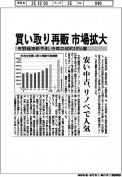 買い取り再販市場拡大 矢野経済研予測、今年の成約18%増