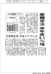 来年度の産機受注、6・1%増 4年連続プラス