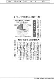 トランプ関税 経営に打撃 「マイナス」52% 東京商工リサーチ調べ