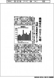 機械受注10月7% 鉄道車両など好調 基調判断引き上げ
