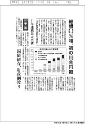 2023予算/総額6.3%増、初の110兆円超 11年連続最大更新