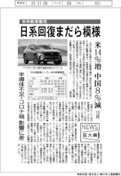 拡大鏡/日系回復まだら模様 米中新車販売 10月
