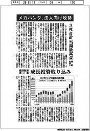 メガバンク、法人向け攻勢-3社合計の通期見通し、当期最高益