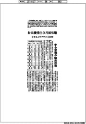 射出機受注９月８６％増　６カ月ぶりプラス１３７９台