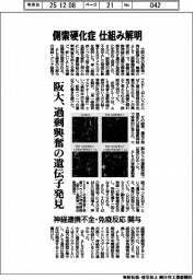 阪大、側索硬化症の仕組み解明 過剰興奮の遺伝子発見 神経連携不全・免疫反応関与