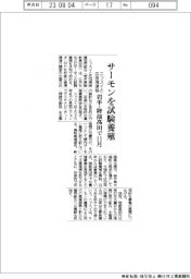 ニッスイと広田湾漁協、サーモンを試験養殖　岩手・陸前高田で11月