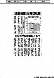 黒物家電の国内出荷、８月１３％減　映像機器振るわず　ＪＥＩＴＡ調べ、
