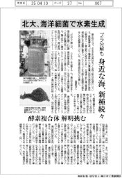 北大、海洋細菌で水素生成　プラスチック分解も