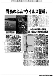 野鳥のふん“ウイルス警報”　山形大など国際合同調査