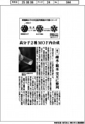 東大、高分子２種をＭＯＦ内合成　疎水・親水、交互に整列