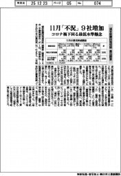 浦安鉄鋼団地協組の景況調査　１１月「不況」９社増加