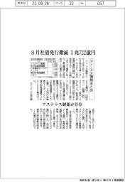 アイ・エヌ情報まとめ／８月社債発行微減　１兆７２２億円