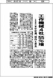 工作機械主要４社、６月受注５５％増　米中好調、国内も伸長