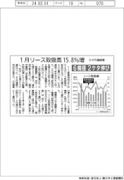リース協／１月リース取扱高１５・８％増　９カ月連続増加