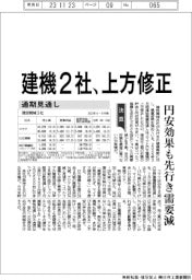 建機２社、上方修正　通期見通し