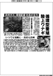 武州ガス、循環型養殖で陸上ウナギ　環境配慮 社員が全力