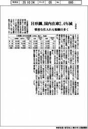 ９月末のＨ形鋼国内在庫、２．４％減　慎重な仕入れも稼働日多く