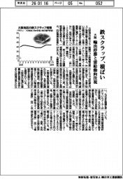 大阪の鉄スクラップ、横ばい　輸出停滞・需給動向注視