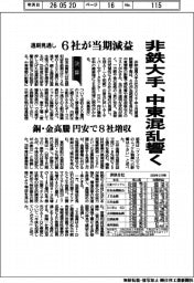非鉄８社の通期見通し、中東混乱響く　６社が当期減益