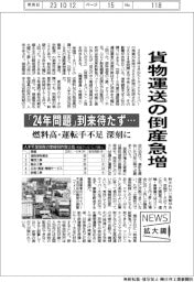ニュース拡大鏡／貨物運送の倒産急増・・・「24年問題」到来待たず