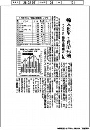 １月の輸入車登録、ＥＶ６７％増　テスラけん引　補助金増額追い風