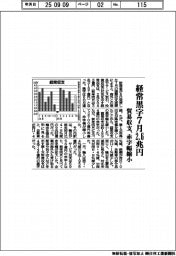 経常黒字７月２．６兆円　貿易収支、赤字幅縮小