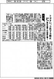 トヨタＧの通期見通し、３社下方修正　部材高騰・中国鈍化響く