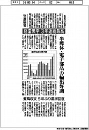 昨年度国際収支、経常黒字３年連続最高　半導体・電子部品の輸出好調