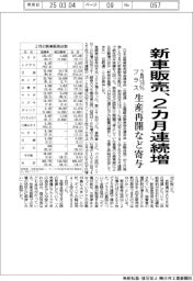 ２月の新車販売、2カ月連続増　１８％プラス、生産再開など寄与