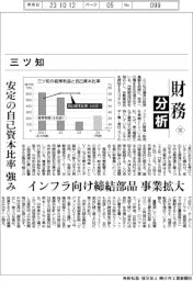 財務分析（１３２）三ツ知　安定の自己資本比率強み