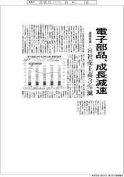電子部品、成長減速　通期見通し、８社売上高３％減