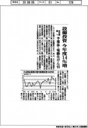 設備投資、今年度１４％増　政投銀調べ　半導体・電動化けん引