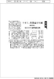 ツガミの通期見通し、営業益１６％減　先行き不透明感反映