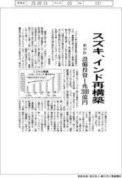 スズキ、新中計でインド再構築　設備投資１兆２０００億円