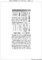 海外投資を探る　ＪＢＩＣ調査から（下）／インド・ベトナムに熱視線　高い市場成長性・インフラ改善